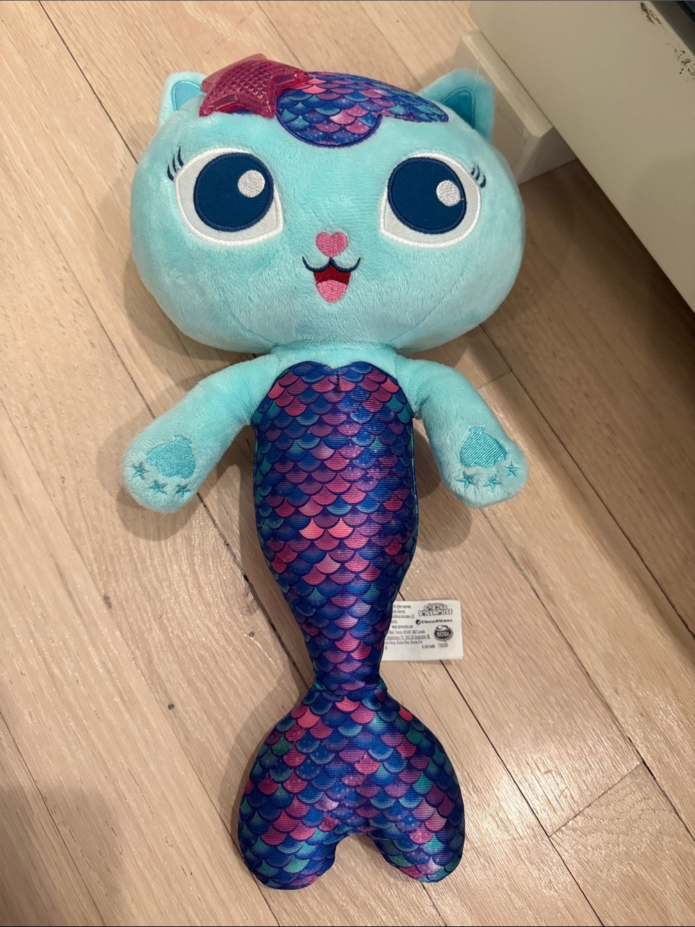 Plush Mermaid Cat Fish Toy - Aqua with Purple Scale Tail- Mercat gabby dollhouse